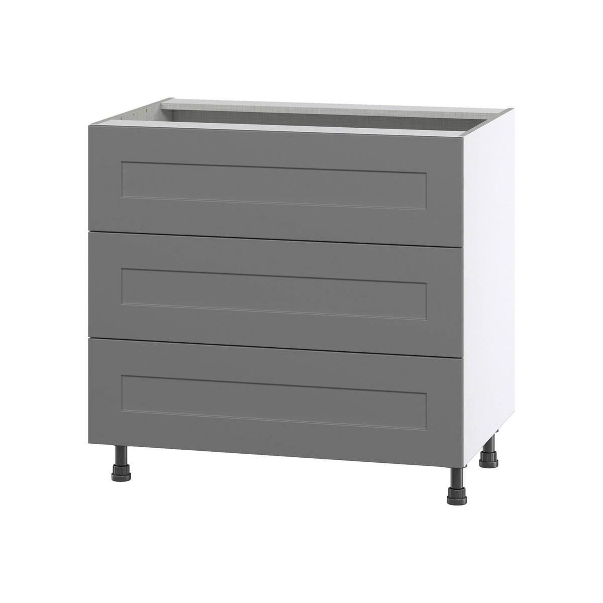Hugo&Borg Beaumont 36-in W x 34.5-in H x 24-in D Slate Gray 3-Drawer Base Fully Assembled Cabinet