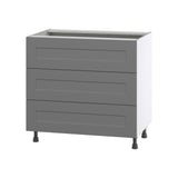 Hugo&Borg Beaumont 36-in W x 34.5-in H x 24-in D Slate Gray 3-Drawer Base Fully Assembled Cabinet