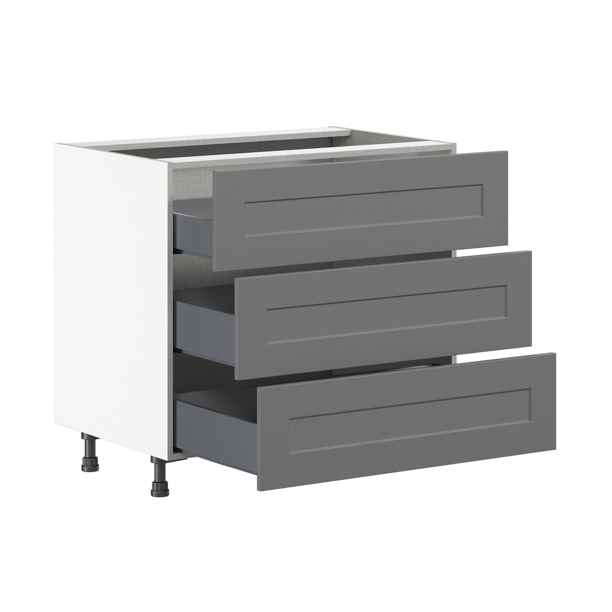 Hugo&Borg Beaumont 36-in W x 34.5-in H x 24-in D Slate Gray 3-Drawer Base Fully Assembled Cabinet