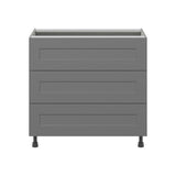 Hugo&Borg Beaumont 36-in W x 34.5-in H x 24-in D Slate Gray 3-Drawer Base Fully Assembled Cabinet