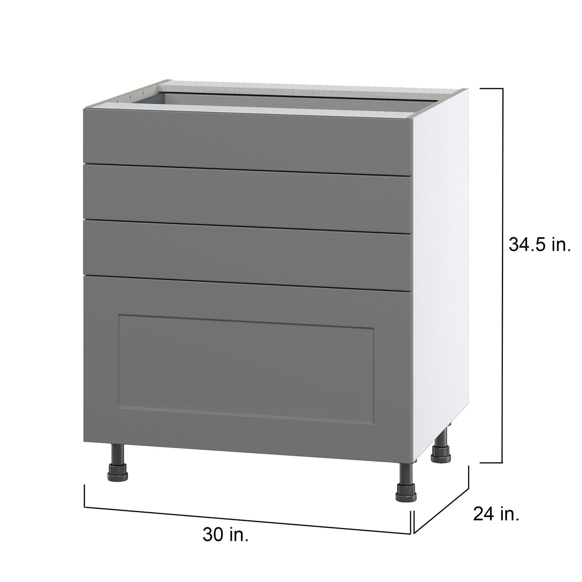 Hugo&Borg Beaumont 30-in W x 34.5-in H x 24-in D Slate Gray 4-Drawer Base Fully Assembled Cabinet