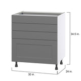 Hugo&Borg Beaumont 30-in W x 34.5-in H x 24-in D Slate Gray 4-Drawer Base Fully Assembled Cabinet
