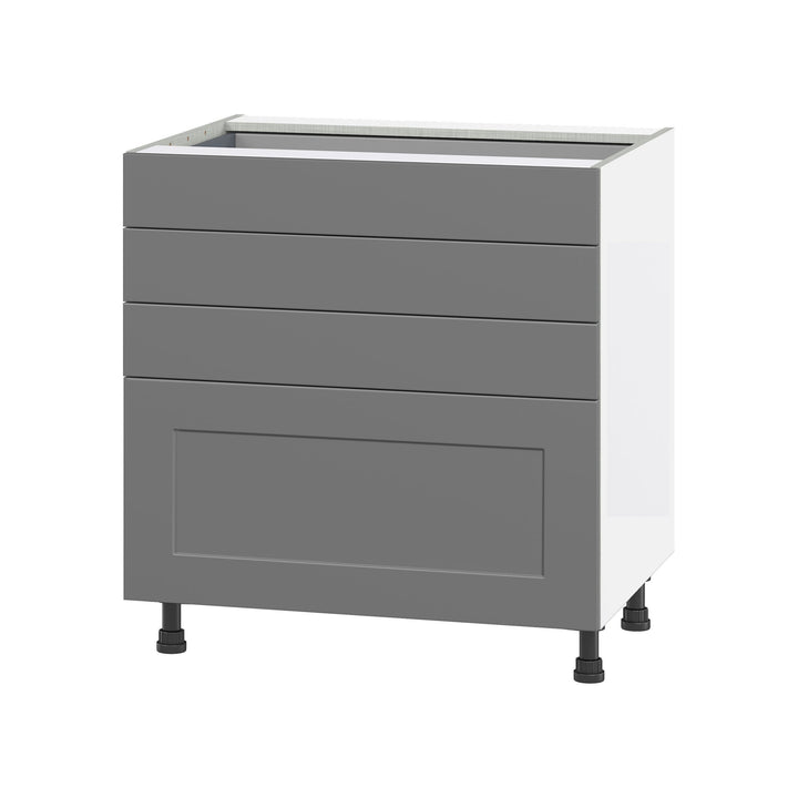 Hugo&Borg Beaumont 36-in W x 34.5-in H x 24-in D Slate Gray 4-Drawer Base Fully Assembled Cabinet