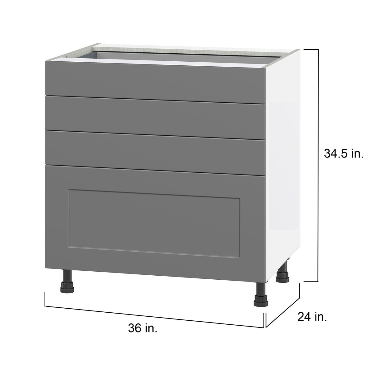 Hugo&Borg Beaumont 36-in W x 34.5-in H x 24-in D Slate Gray 4-Drawer Base Fully Assembled Cabinet