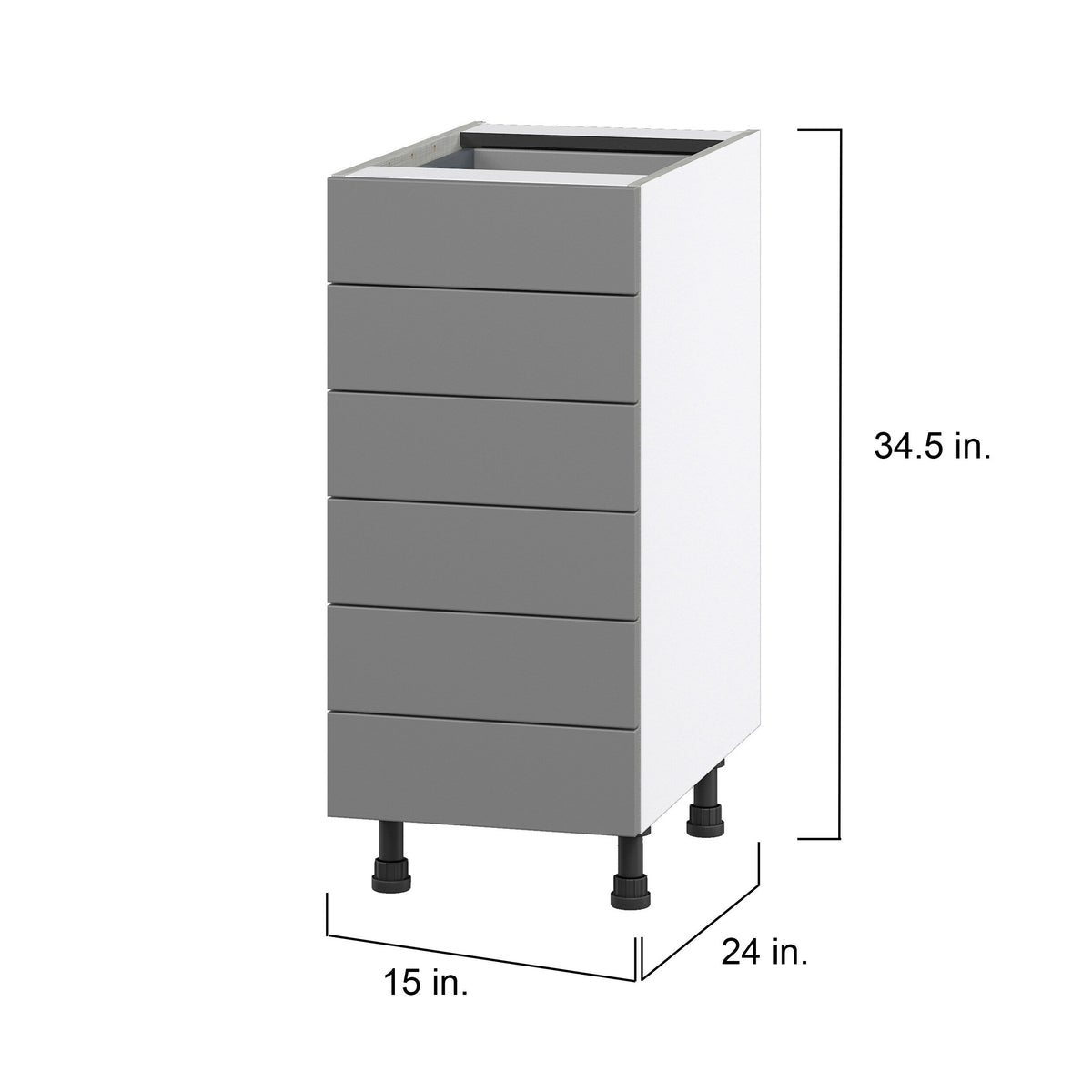 Hugo&Borg Beaumont 15-in W x 34.5-in H x 24-in D Slate Gray 6-Drawer Base Fully Assembled Cabinet