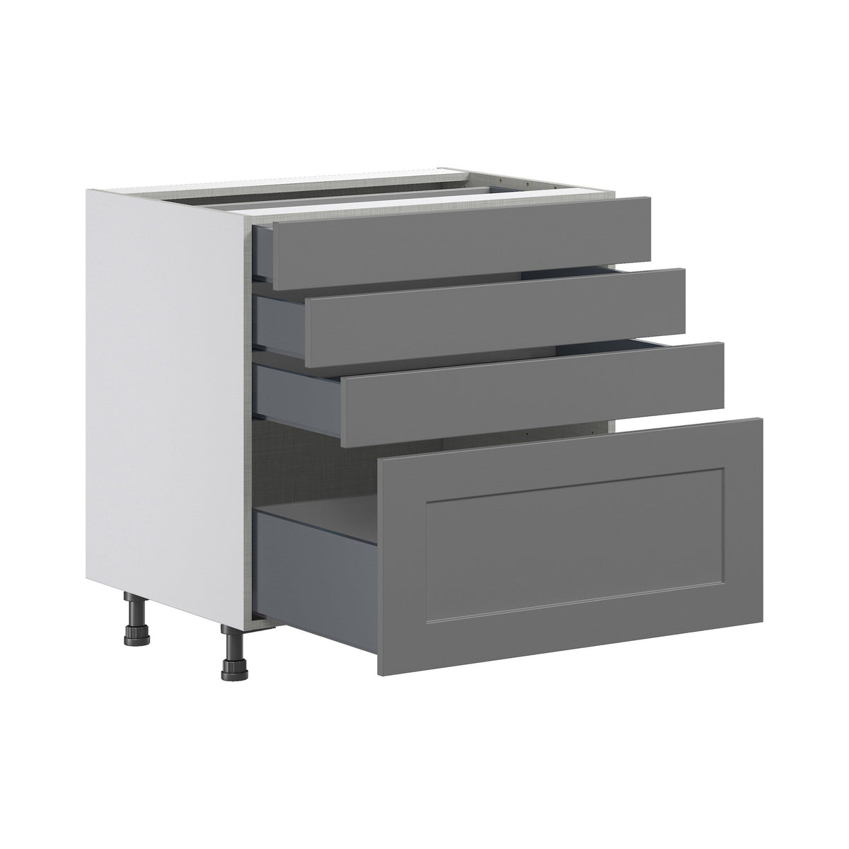 Hugo&Borg Beaumont 36-in W x 34.5-in H x 24-in D Slate Gray 4-Drawer Base Fully Assembled Cabinet