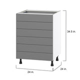Hugo&Borg Beaumont 24-in W x 34.5-in H x 24-in D Slate Gray 6-Drawer Base Fully Assembled Cabinet