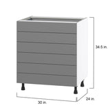 Hugo&Borg Beaumont 30-in W x 34.5-in H x 24-in D Slate Gray 6-Drawer Base Fully Assembled Cabinet