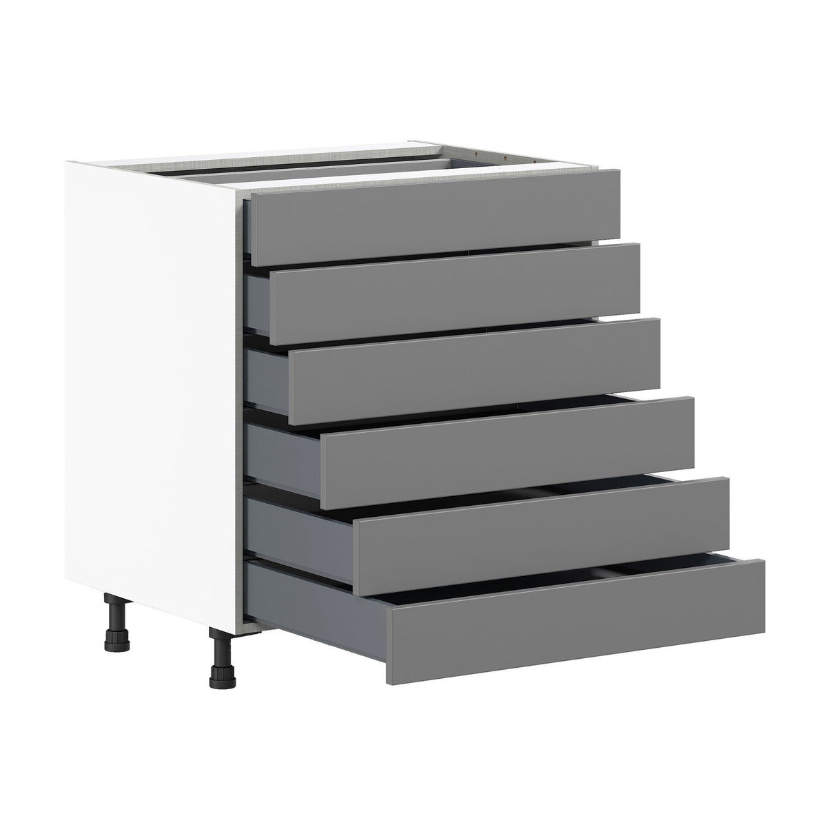Hugo&Borg Beaumont 30-in W x 34.5-in H x 24-in D Slate Gray 6-Drawer Base Fully Assembled Cabinet
