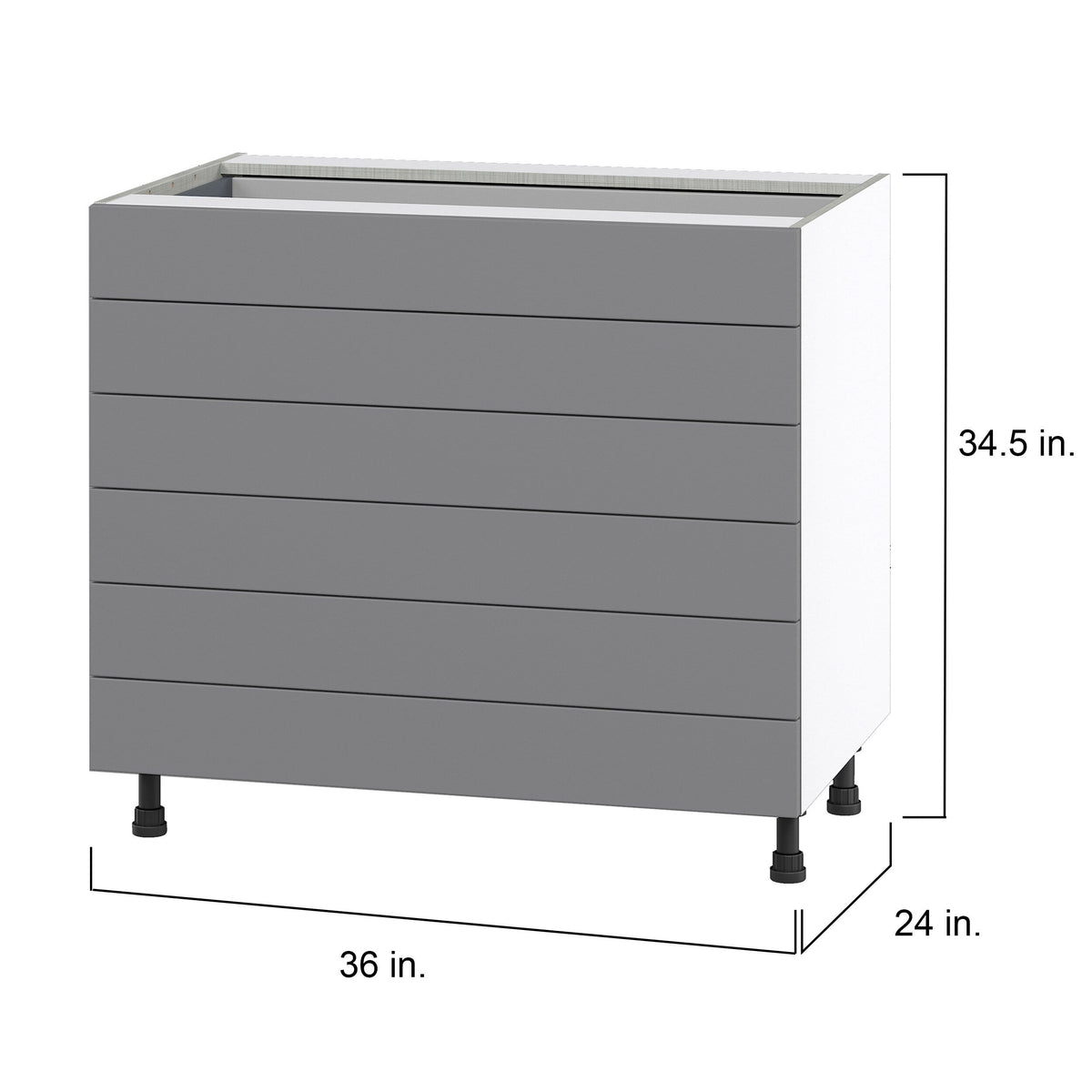 Hugo&Borg Beaumont 36-in W x 34.5-in H x 24-in D Slate Gray 6-Drawer Base Fully Assembled Cabinet
