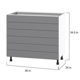 Hugo&Borg Beaumont 36-in W x 34.5-in H x 24-in D Slate Gray 6-Drawer Base Fully Assembled Cabinet