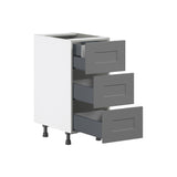 Hugo&Borg Beaumont 15-in W x 34.5-in H x 24-in D Slate Gray 3-Drawer Base Fully Assembled Cabinet