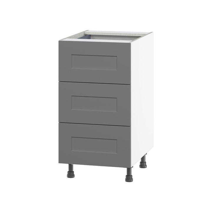 Hugo&Borg Beaumont 18-in W x 34.5-in H x 24-in D Slate Gray 3-Drawer Base Fully Assembled Cabinet