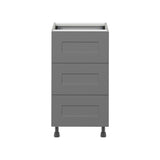 Hugo&Borg Beaumont 18-in W x 34.5-in H x 24-in D Slate Gray 3-Drawer Base Fully Assembled Cabinet