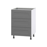 Hugo&Borg Beaumont 24-in W x 34.5-in H x 24-in D Slate Gray 3-Drawer Base Fully Assembled Cabinet