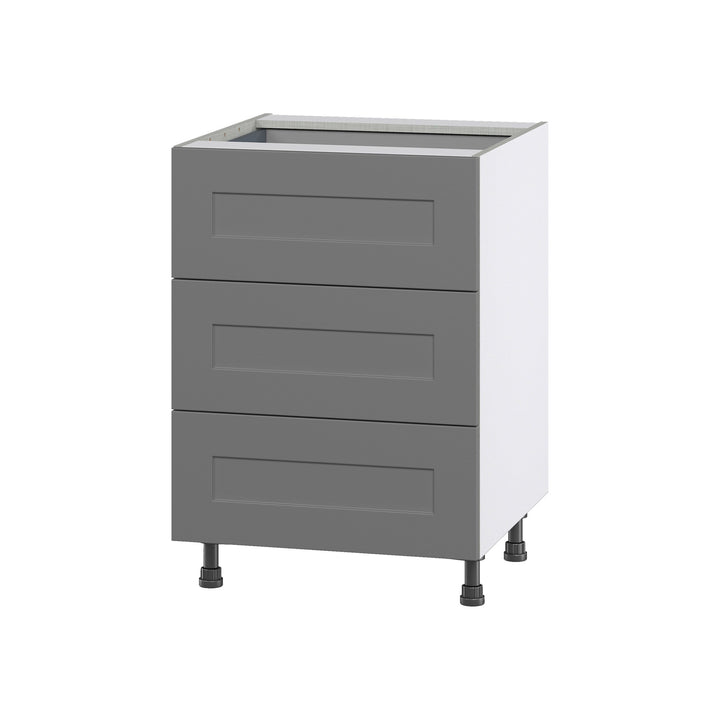 Hugo&Borg Beaumont 24-in W x 34.5-in H x 24-in D Slate Gray 3-Drawer Base Fully Assembled Cabinet