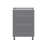 Hugo&Borg Beaumont 24-in W x 34.5-in H x 24-in D Slate Gray 3-Drawer Base Fully Assembled Cabinet