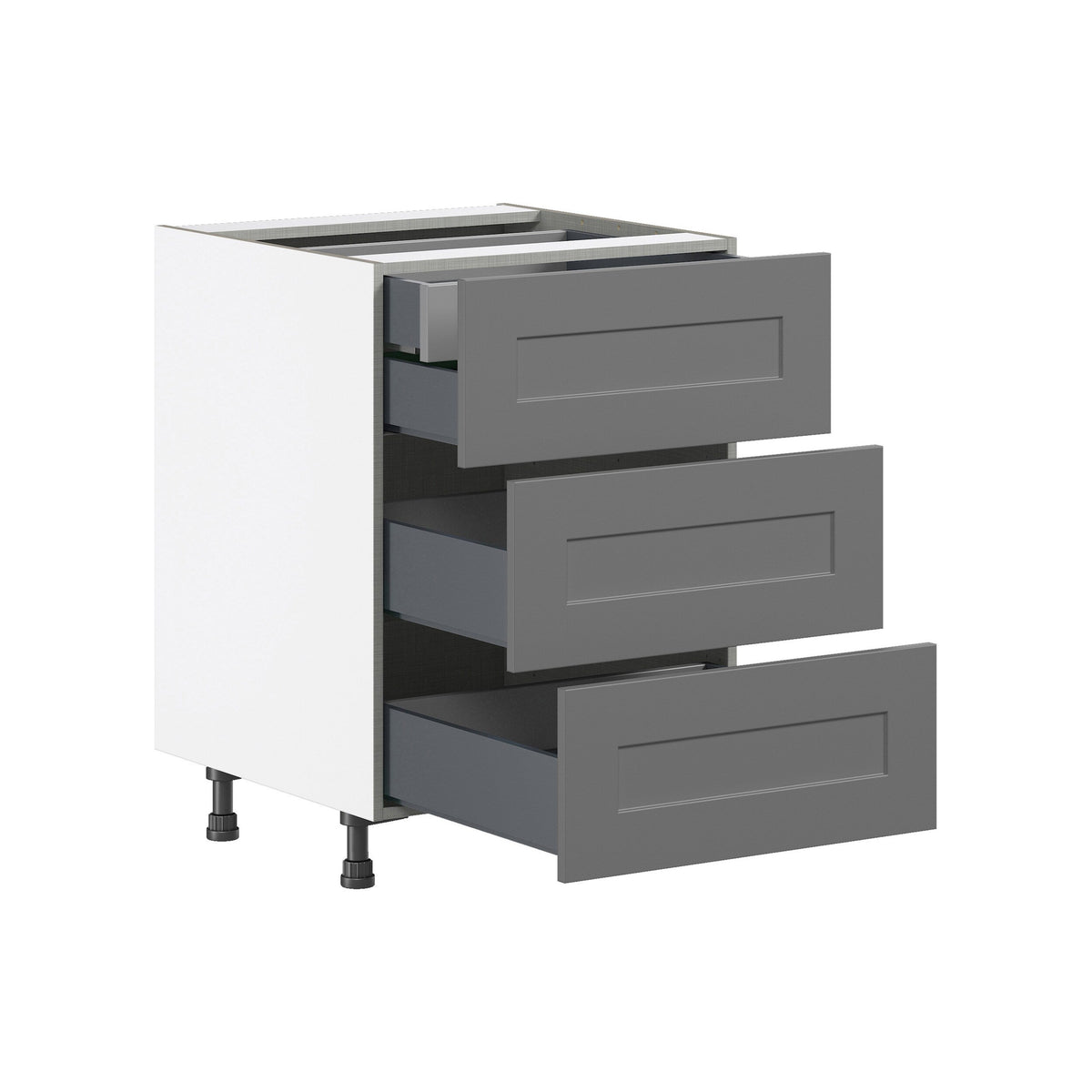 Hugo&Borg Beaumont 24-in W x 34.5-in H x 24-in D Slate Gray 3-Drawer Base Fully Assembled Cabinet
