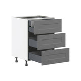 Hugo&Borg Beaumont 24-in W x 34.5-in H x 24-in D Slate Gray 3-Drawer Base Fully Assembled Cabinet