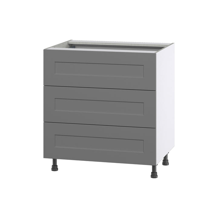 Hugo&Borg Beaumont 30-in W x 34.5-in H x 24-in D Slate Gray 3-Drawer Base Fully Assembled Cabinet