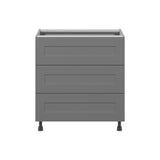 Hugo&Borg Beaumont 30-in W x 34.5-in H x 24-in D Slate Gray 3-Drawer Base Fully Assembled Cabinet