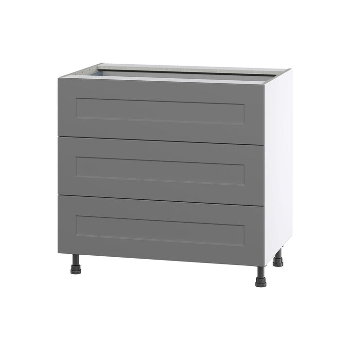 Hugo&Borg Beaumont 36-in W x 34.5-in H x 24-in D Slate Gray 3-Drawer Base Fully Assembled Cabinet
