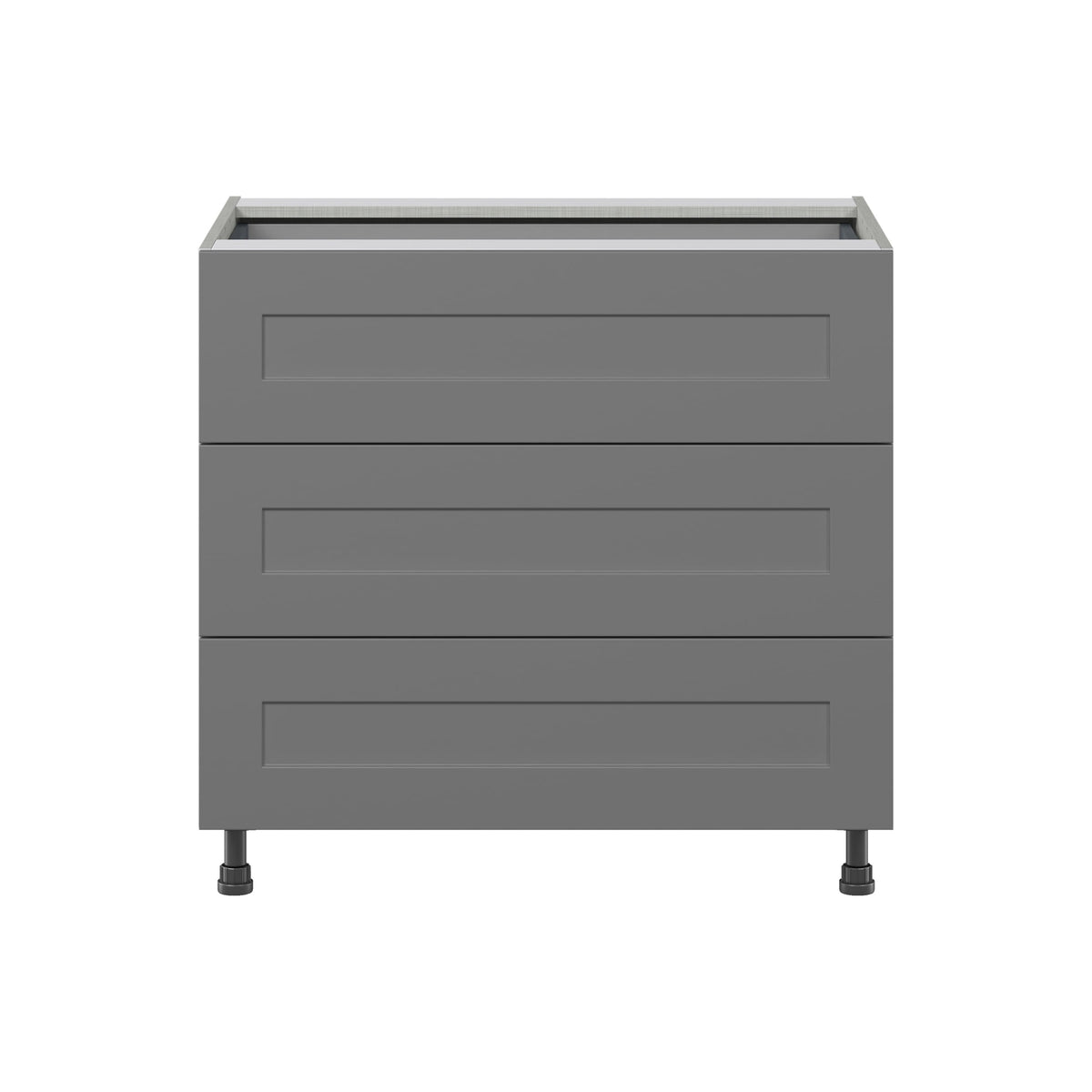 Hugo&Borg Beaumont 36-in W x 34.5-in H x 24-in D Slate Gray 3-Drawer Base Fully Assembled Cabinet