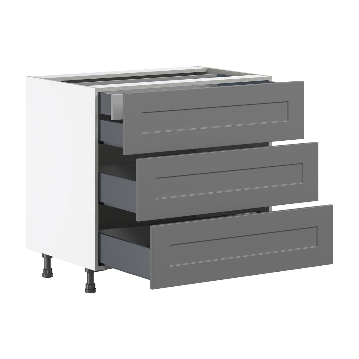 Hugo&Borg Beaumont 36-in W x 34.5-in H x 24-in D Slate Gray 3-Drawer Base Fully Assembled Cabinet
