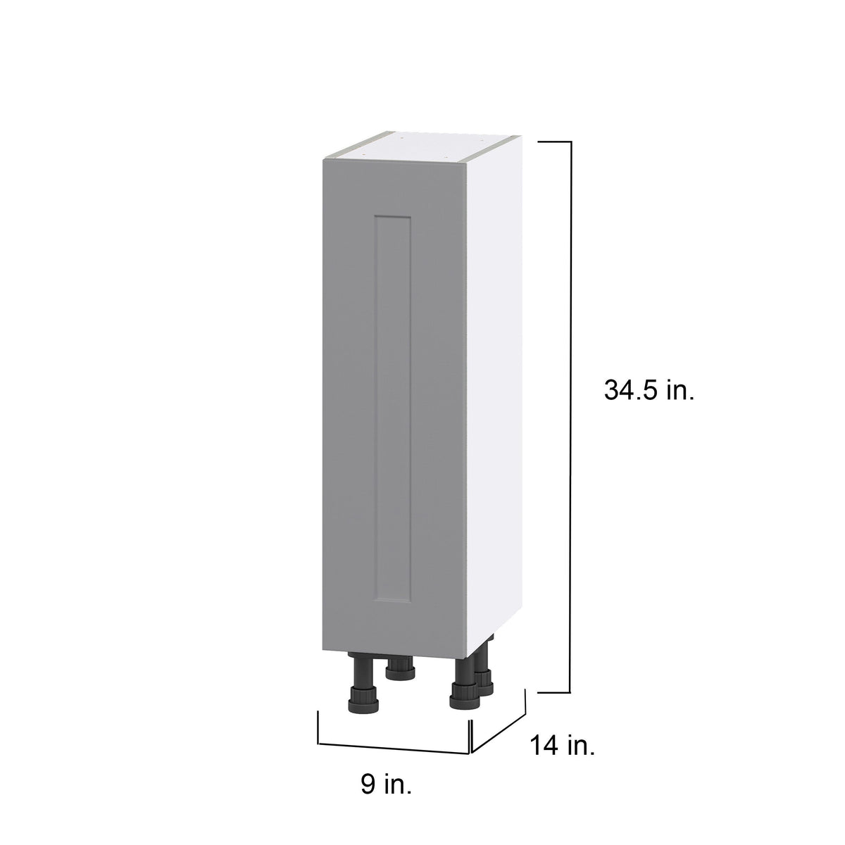 Hugo&Borg Beaumont 9-in W x 34.5-in H x 14-in D Slate Gray Base Fully Assembled Cabinet (Flat Panel Shaker Door Style)