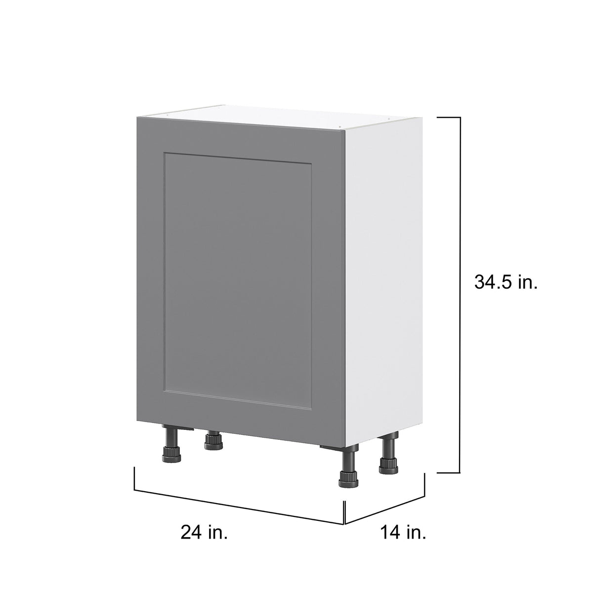 Hugo&Borg Beaumont 24-in W x 34.5-in H x 14-in D Slate Gray 3-Drawers Base Fully Assembled Cabinet (Flat Panel Shaker Style)