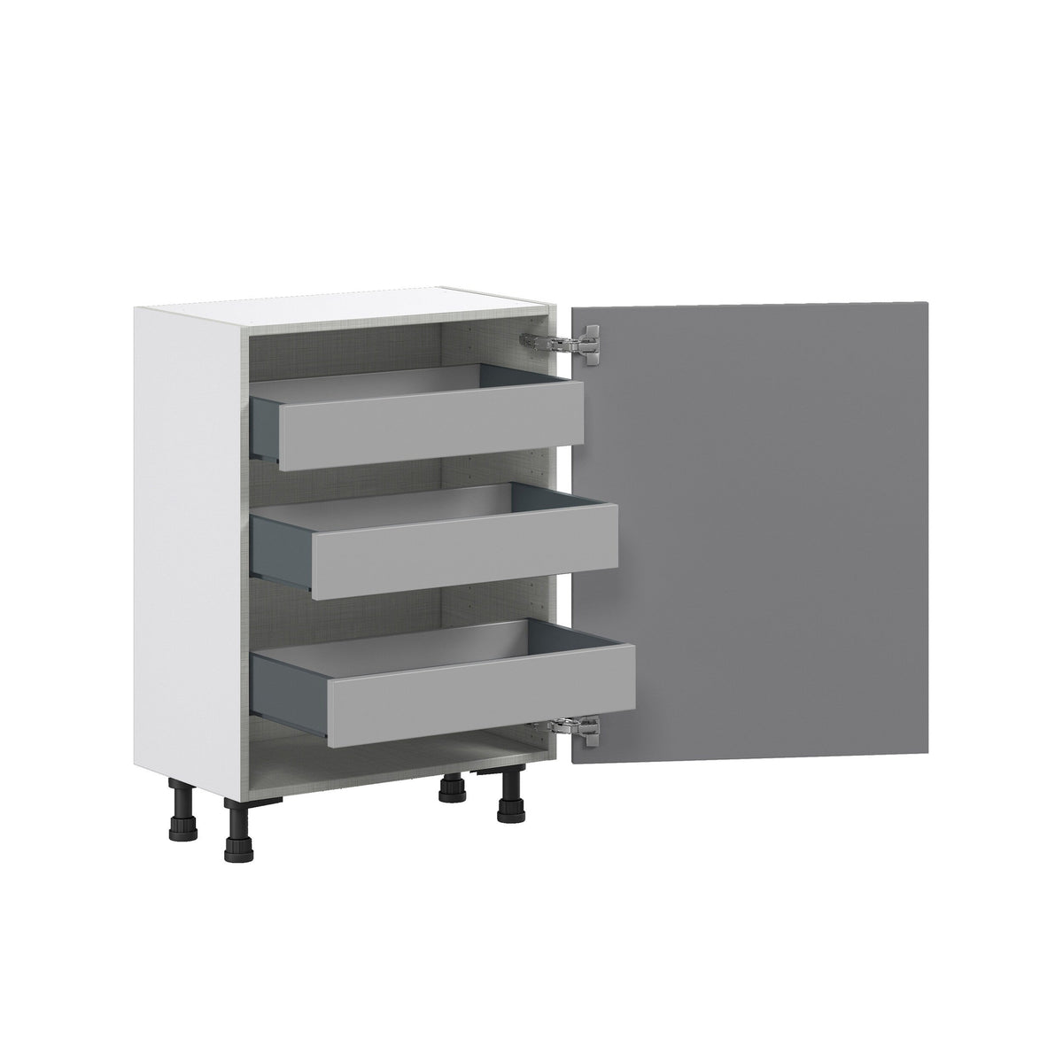 Hugo&Borg Beaumont 24-in W x 34.5-in H x 14-in D Slate Gray 3-Drawers Base Fully Assembled Cabinet (Flat Panel Shaker Style)