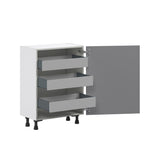 Hugo&Borg Beaumont 24-in W x 34.5-in H x 14-in D Slate Gray 3-Drawers Base Fully Assembled Cabinet (Flat Panel Shaker Style)
