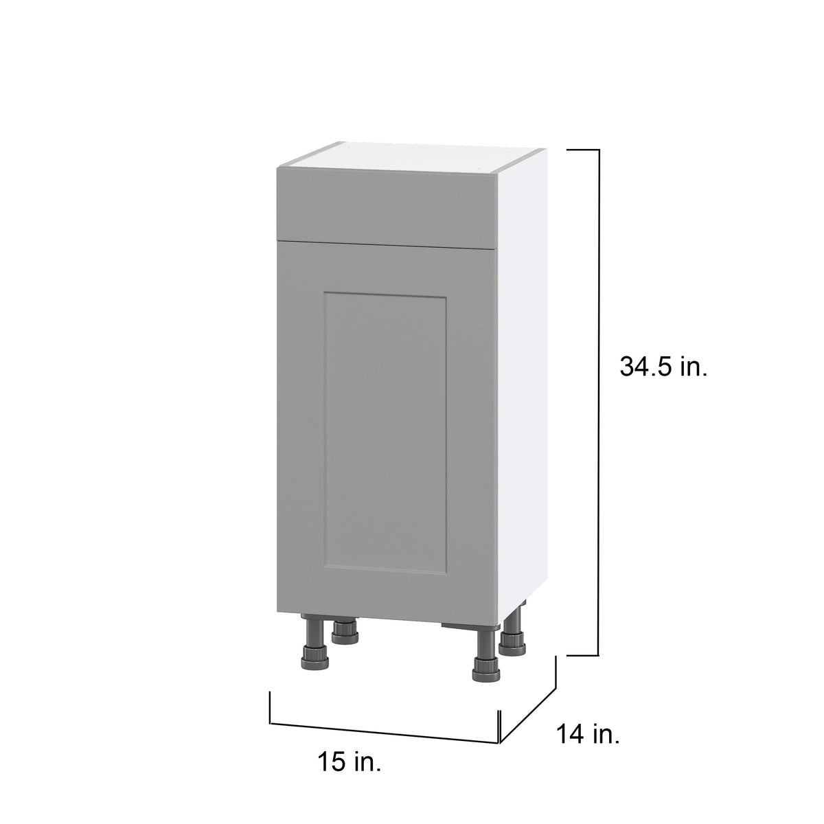 Hugo&Borg Beaumont 15-in W x 34.5-in H x 14-in D Slate Gray 1-Drawer Base Fully Assembled Cabinet (Flat Panel Shaker Style)