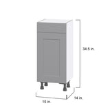 Hugo&Borg Beaumont 15-in W x 34.5-in H x 14-in D Slate Gray 1-Drawer Base Fully Assembled Cabinet (Flat Panel Shaker Style)
