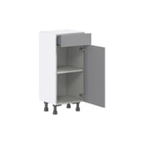 Hugo&Borg Beaumont 15-in W x 34.5-in H x 14-in D Slate Gray 1-Drawer Base Fully Assembled Cabinet (Flat Panel Shaker Style)