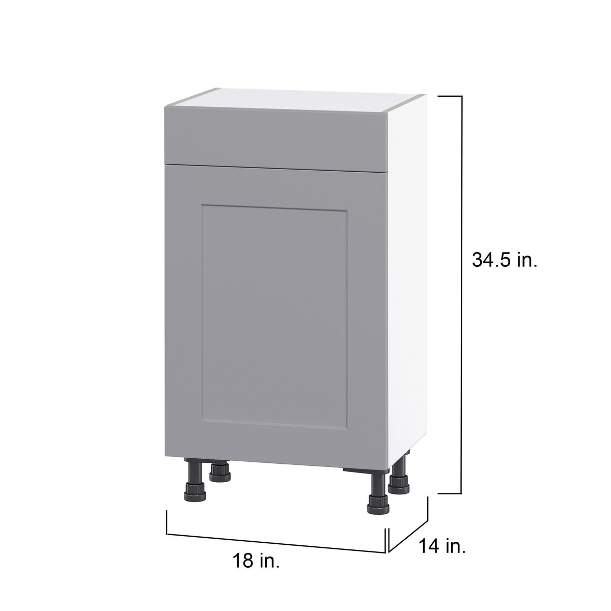 Hugo&Borg Beaumont 18-in W x 34.5-in H x 14-in D Slate Gray 1-Drawer Base Fully Assembled Cabinet (Flat Panel Shaker Style)
