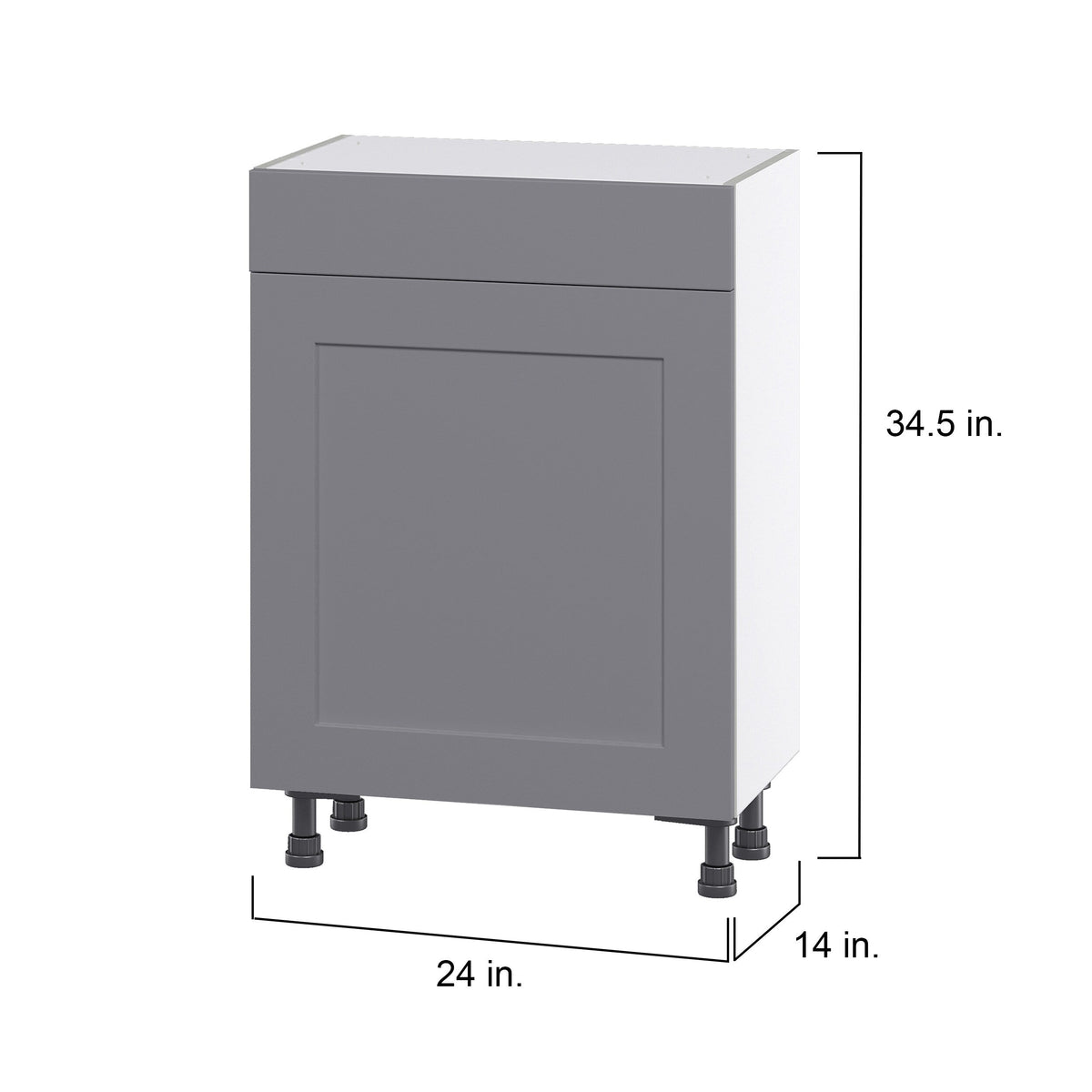 Hugo&Borg Beaumont 24-in W x 34.5-in H x 14-in D Slate Gray 1-Drawer Base Fully Assembled Cabinet (Flat Panel Shaker Style)