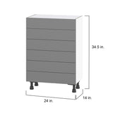 Hugo&Borg Beaumont 24-in W x 34.5-in H x 14-in D Slate Gray 6-Drawer Base Fully Assembled Cabinet