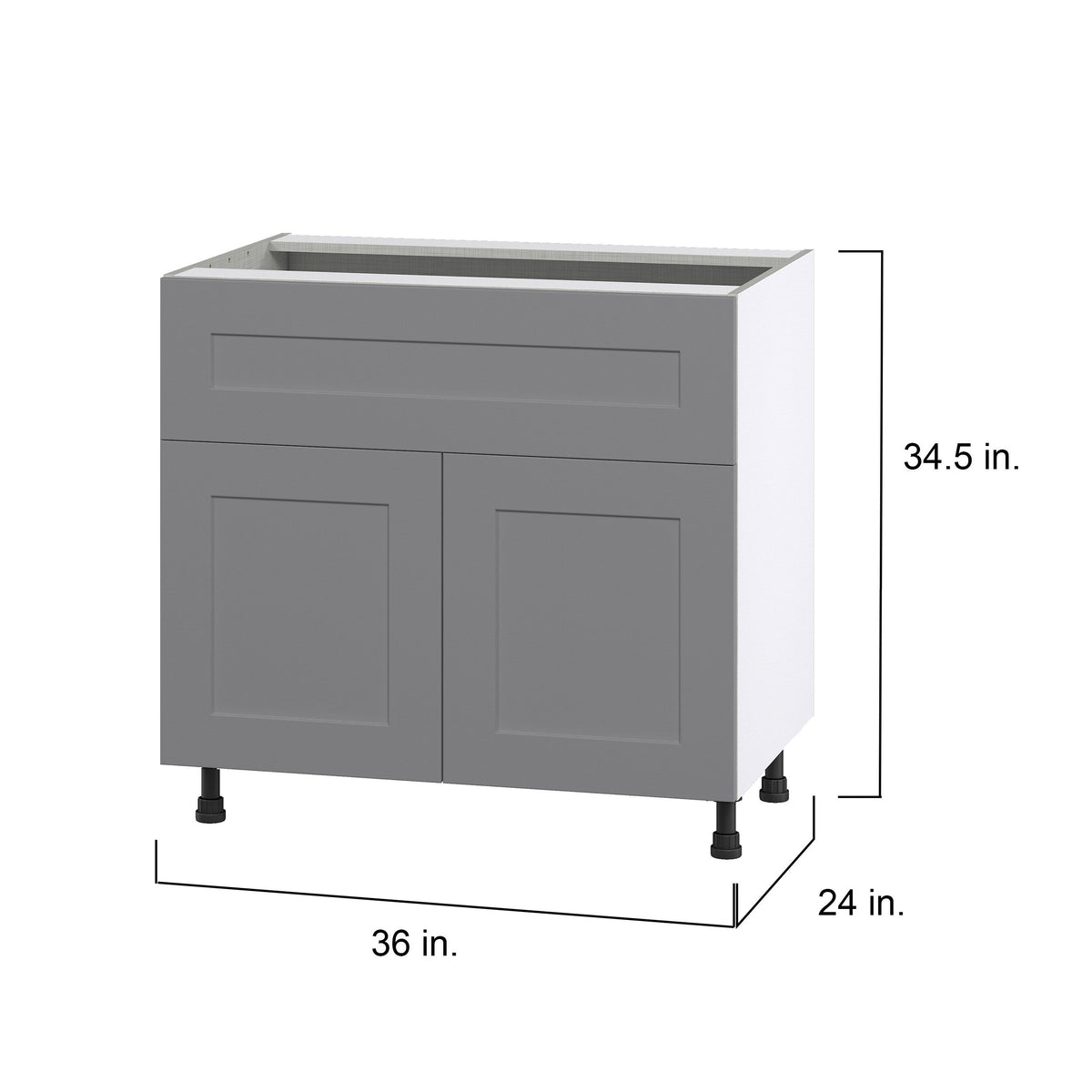 Hugo&Borg Beaumont 36-in W x 34.5-in H x 24-in D Slate Gray 1-Drawer Base Fully Assembled Cabinet (Flat Panel Shaker Style)