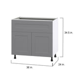 Hugo&Borg Beaumont 36-in W x 34.5-in H x 24-in D Slate Gray 1-Drawer Base Fully Assembled Cabinet (Flat Panel Shaker Style)