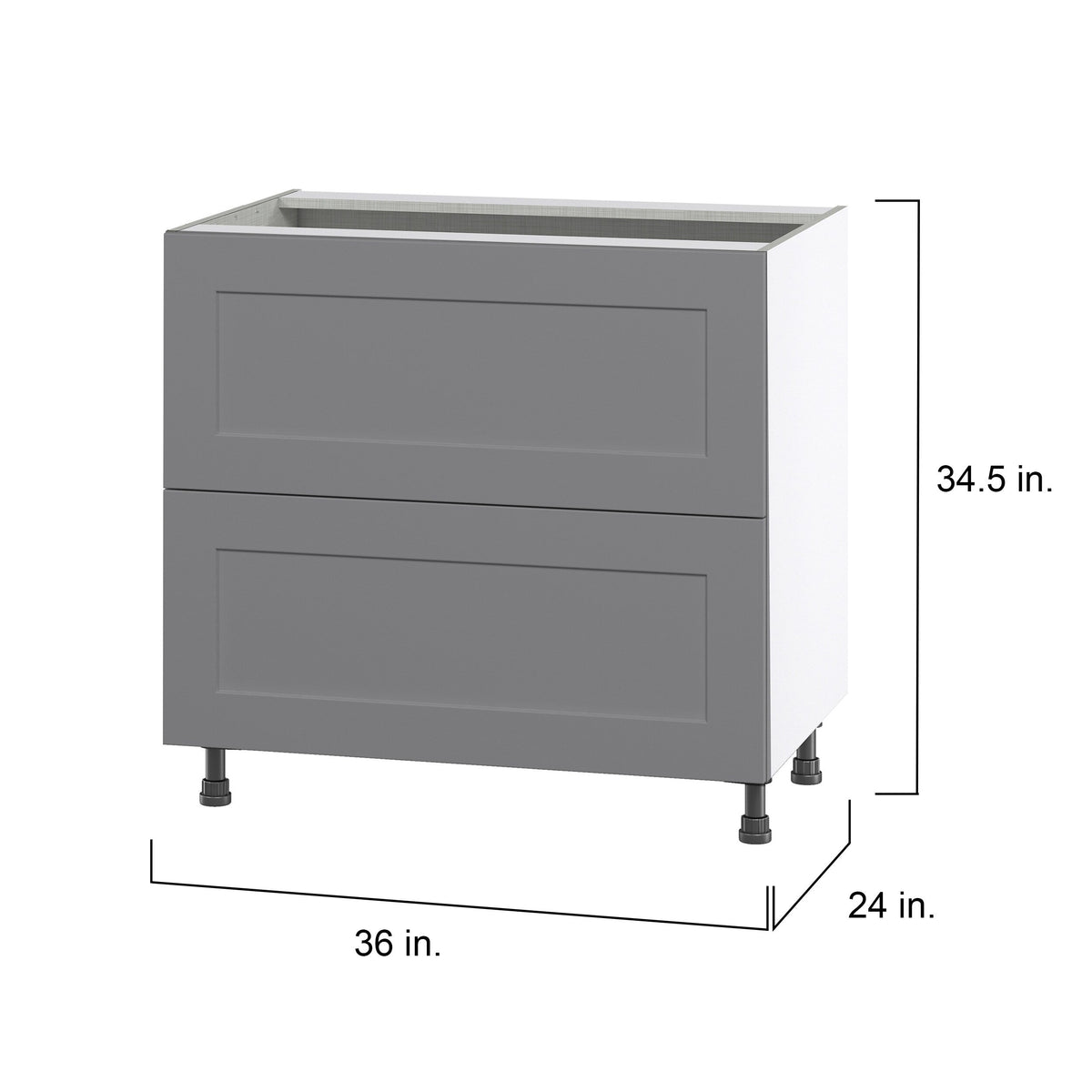 Hugo&Borg Beaumont 36-in W x 34.5-in H x 24-in D Slate Gray 2-Drawer Base Fully Assembled Cabinet