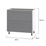 Hugo&Borg Beaumont 36-in W x 34.5-in H x 24-in D Slate Gray 2-Drawer Base Fully Assembled Cabinet