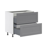 Hugo&Borg Beaumont 36-in W x 34.5-in H x 24-in D Slate Gray 2-Drawer Base Fully Assembled Cabinet