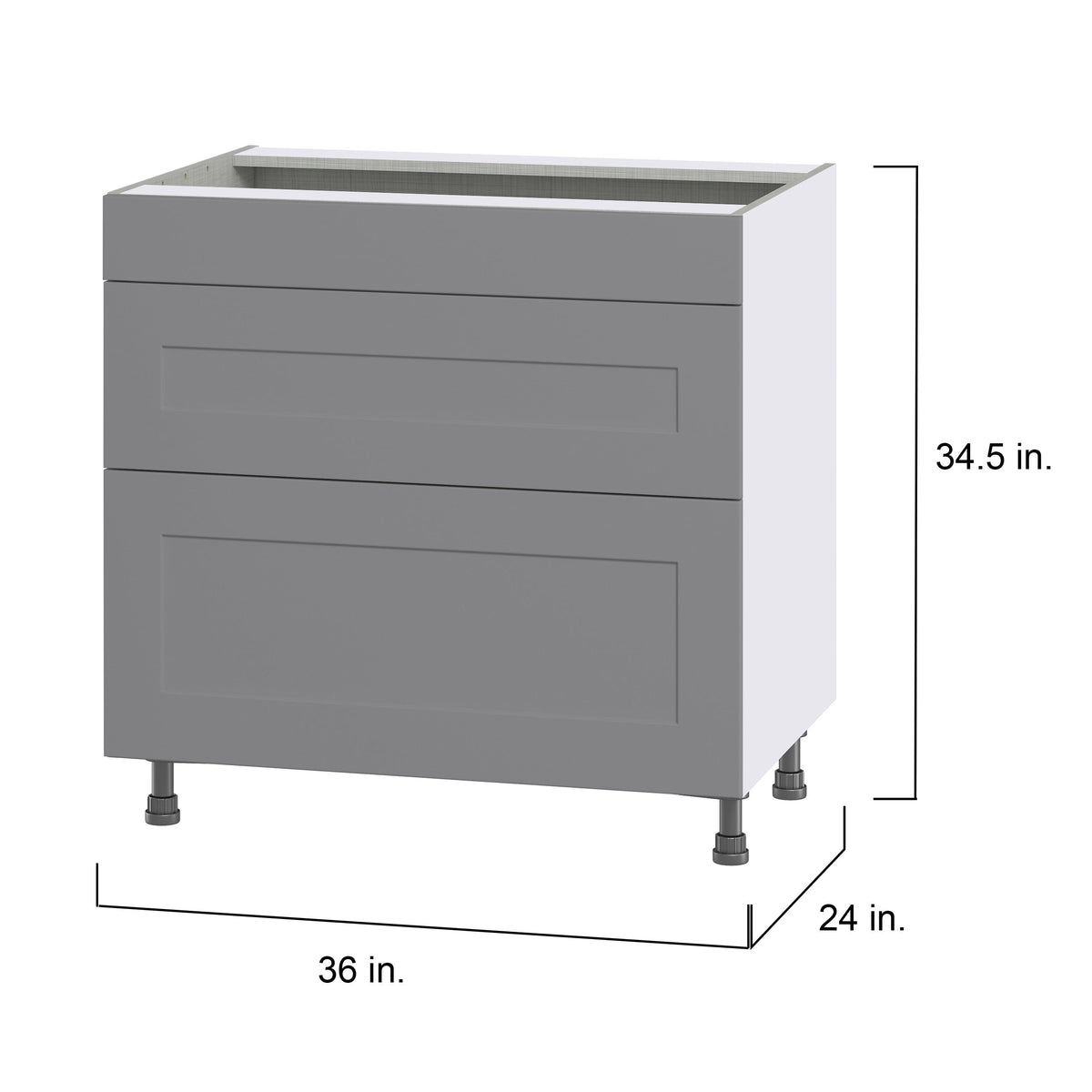 Hugo&Borg Beaumont 36-in W x 34.5-in H x 24-in D Slate Gray 2-Drawer Base Fully Assembled Cabinet