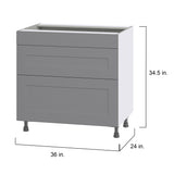 Hugo&Borg Beaumont 36-in W x 34.5-in H x 24-in D Slate Gray 2-Drawer Base Fully Assembled Cabinet