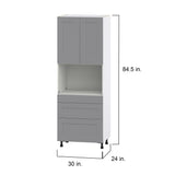 Hugo&Borg Beaumont 30-in W x 84.5-in H x 24-in D Slate Gray 3-Drawers Pantry Fully Assembled Cabinet (Flat Panel Shaker Style)
