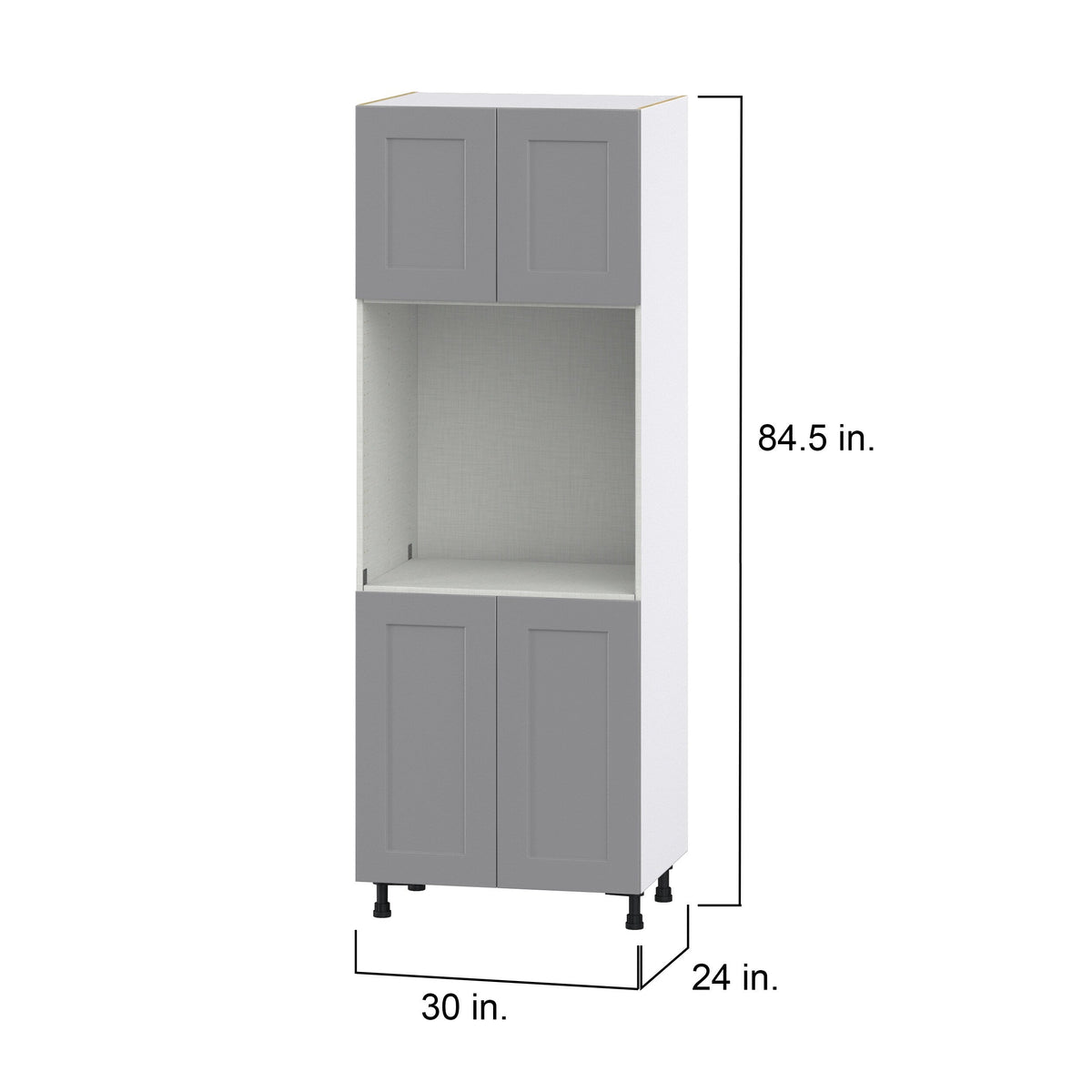 Hugo&Borg Beaumont 30-in W x 84.5-in H x 24-in D Slate Gray Single Oven Base Fully Assembled Cabinet (Flat Panel Shaker Style)