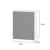 Hugo&Borg Beaumont 24-in W x 30-in H x 14-in D Slate Gray Wall Fully Assembled Cabinet (Flat Panel Shaker Door Style)