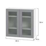 Hugo&Borg Beaumont 36-in W x 35-in H x 14-in D Slate Gray Wall Fully Assembled Cabinet (Glass Panel Shaker Door Style)