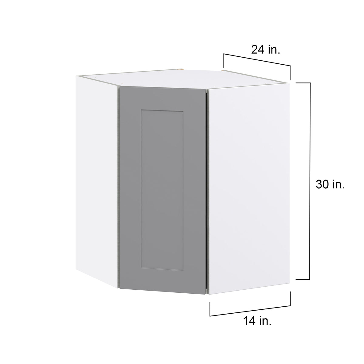 Hugo&Borg Beaumont 24-in W x 30-in H x 14-in D Slate Gray Diagonal Corner Wall Fully Assembled Cabinet (Flat Panel Shaker Style)